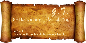 Gritzmacher Tétény névjegykártya